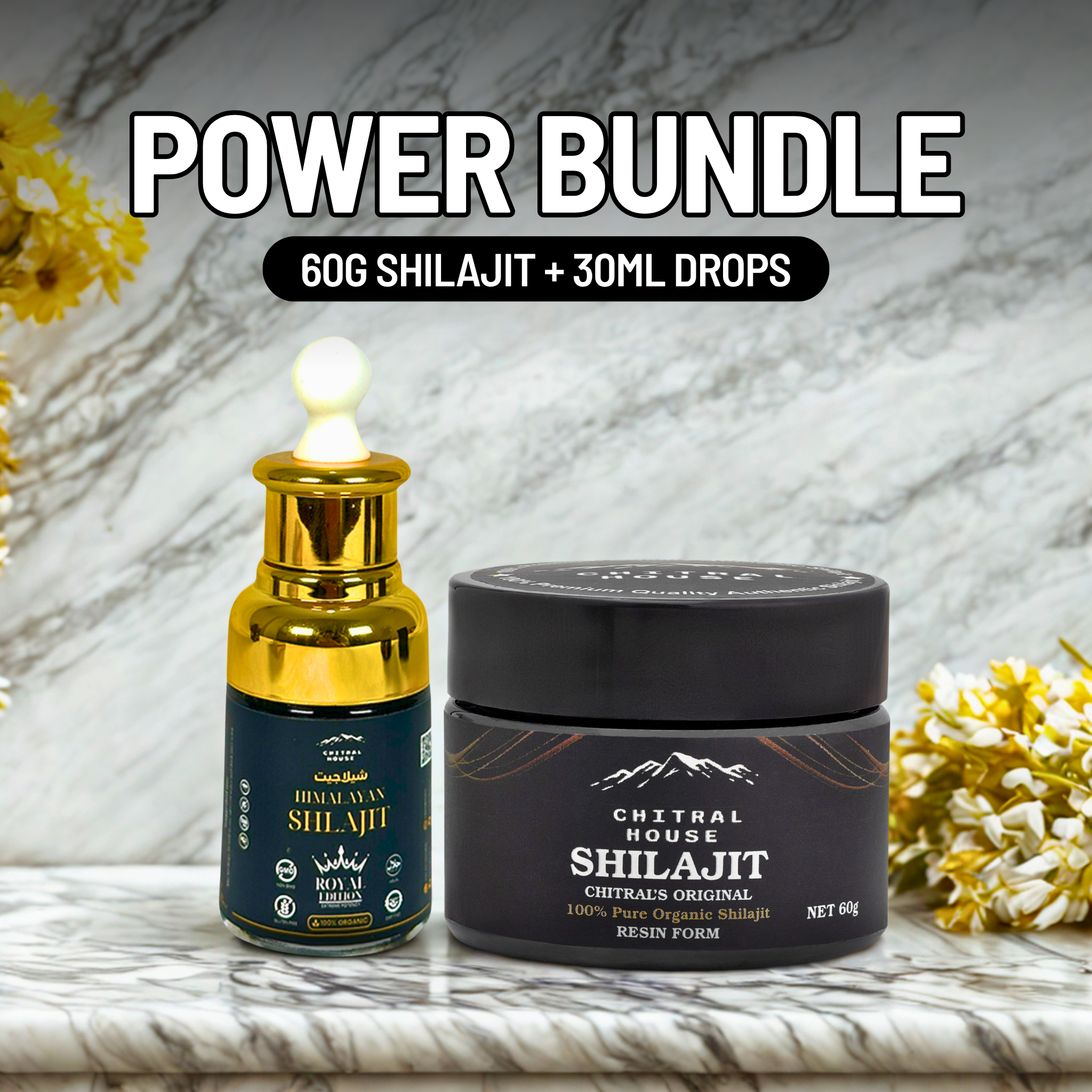 60g Shilajit + 30ml –  Drops Resin & Drops for Maximum Strength - Image 1