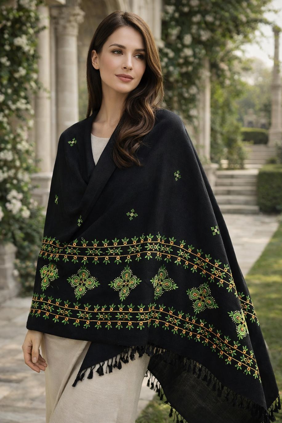 Premium Handwoven Shawl for women - Handmade Embroidery - Image 1