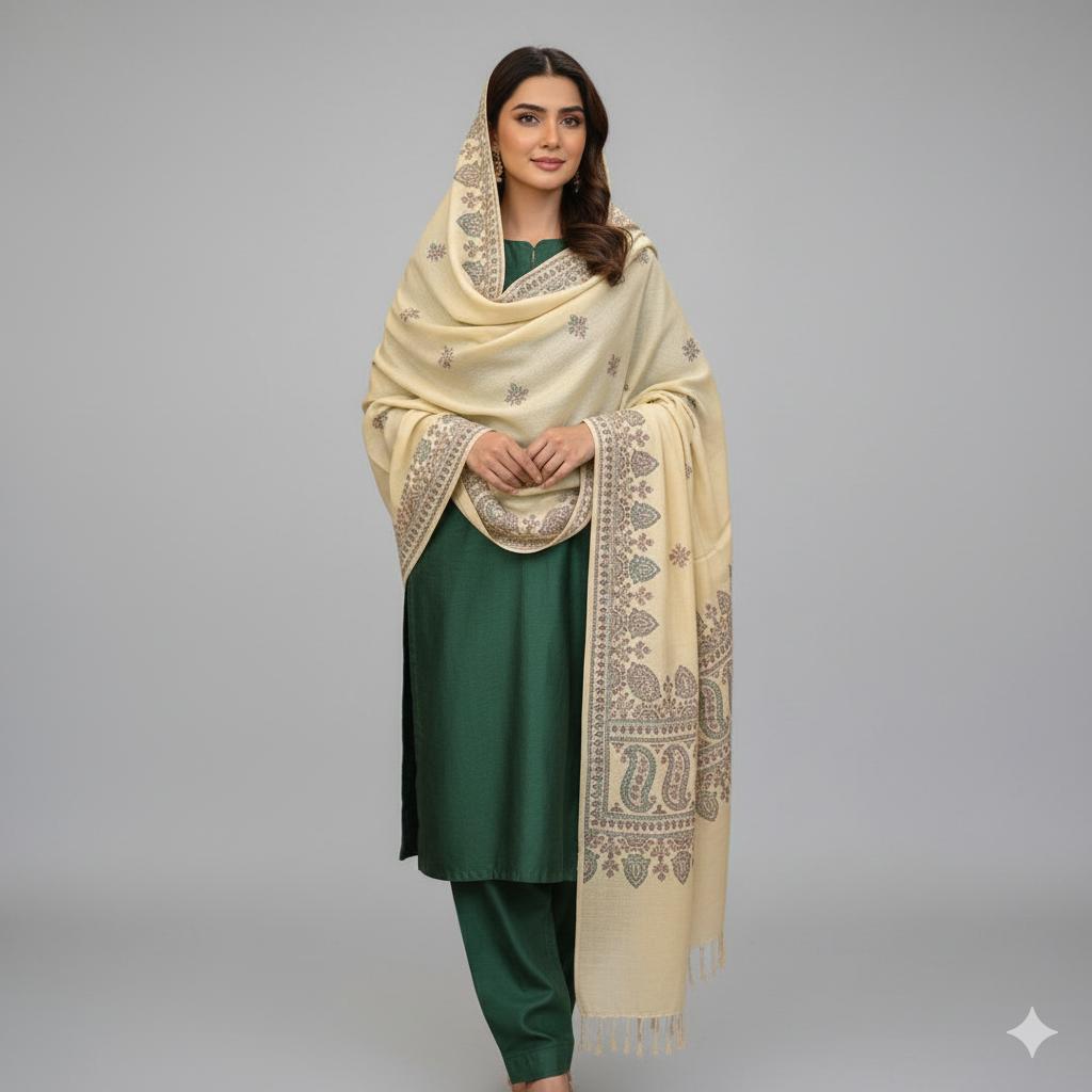 Handmade Chitrali Woolen Shawl for Women - Image 1